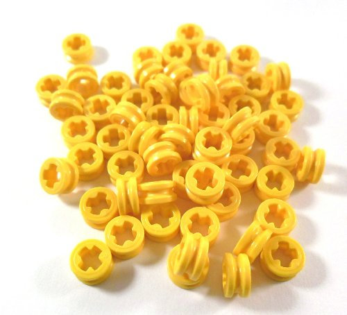 60 Stück LEGO TECHNIC Stopper schmal in Gelb.