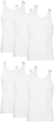 Hanes Men's 372ap6 tank top and cami shirts, 6 Pack - White, M UK