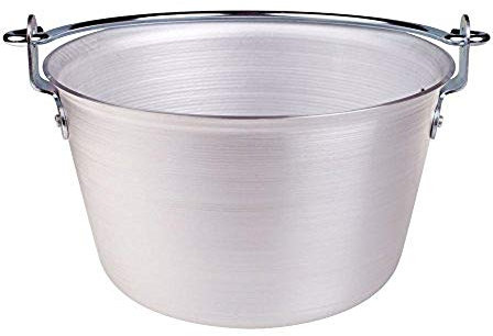 Pentole Agnelli Casserole pour Polenta, en Aluminium, Manche en Acier Inoxydable Argenté, Acier Inoxydable, Argent/Noir, 50 Litri