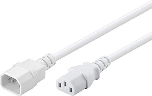 Kaltgerätekabel Verlängerung 1m, C14 Stecker auf C13 Buchse, Netzkabel Weiß