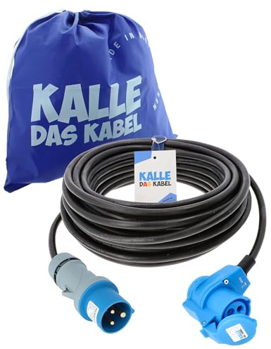 KALLE DAS KABEL CEE Verlängerung 230V Campingkabel Wohnmobil-Kabel Camping-CEE Kabel mit Camping Stecker und Winkelkupplung H07RN-F 3G 2,5mm² 40 Meter