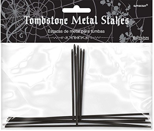 Grabstein-Metallpfähle – 15,9 x 8,1 cm (5 Stück) – langlebige Friedhofs-Dekoration, perfekt für Spuk-Halloween-Displays und gruselige Gartendekorationen