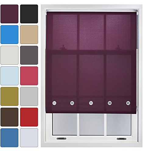 FURNISHED Daylight Roller Blind with Eyelets Made to Measure, Aubergine, Up to 150W x 165H cm