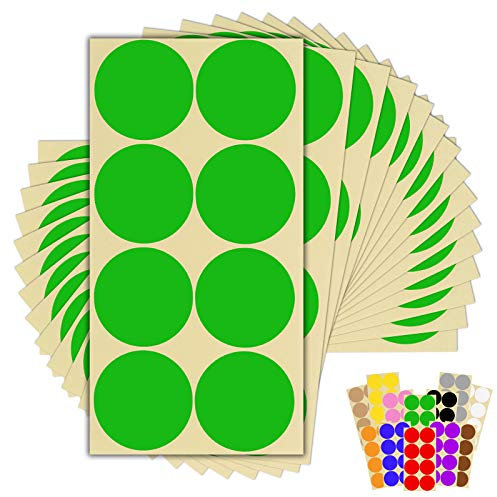 120 x Green Sticky Dots - 50mm 2 Inch - Round Colour Coding Dot Stickers - 15 Sheets