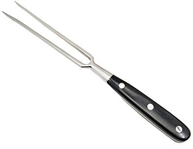 12-In Stainless Steel Barbecue Fork Steak Fork Pork Fork Teppanyaki Fork (Plastic Handle)