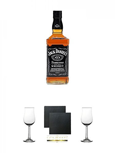 Jack Daniels Black Label No. 7 0,7 Liter + 2 Stück Whisky Nosing Gläser mit Eichstrich 2cl und 4cl