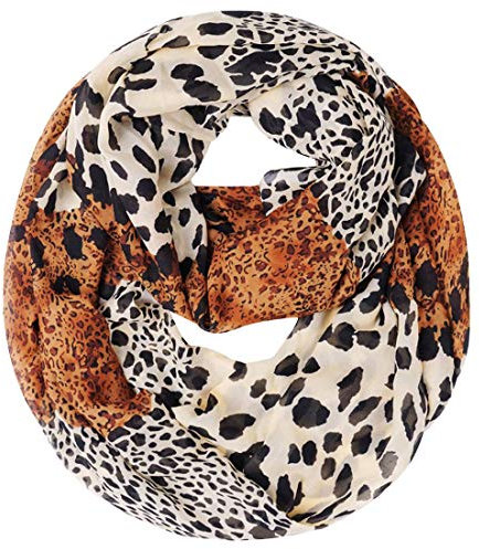 Lerben® Womens Retro Soft Chiffon Loop Infinity Scarf Wave Snood Wrap Scarves (Leopard)