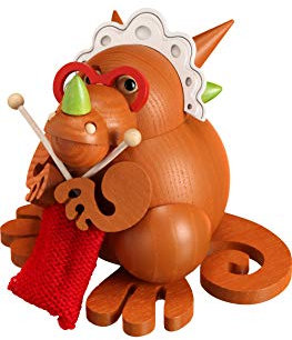 Seiffener Volkskunst | Kugelräucherfigur 10 cm | Räucherdrache | Räuchermännchen | Original Erzgebirge | 19057 |Oma