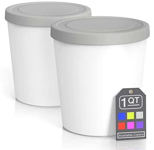 BALCI Eiscreme-Behälter, 2 Stück, 0,5 l (Grau) | Wiederverwendbare Gefrierbehälter mit Silikondeckel für Eis, Sorbet & Gelato. BPA-frei & auslaufsicher