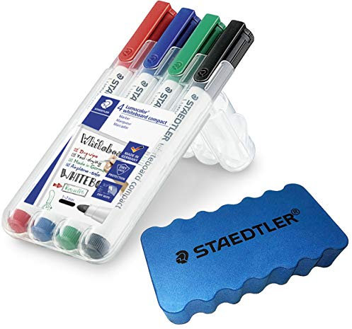 Staedtler Lumocolor Whiteboard-Marker (4er Etui + Staedtler Löscher)
