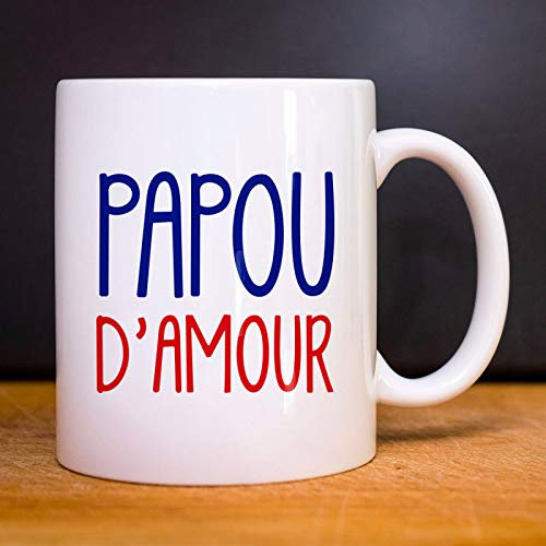 We Are Family, Mug Humoristique, Papou d'Amour, Thème Pour papa, Idée Cadeau Original Humour, Idée cadeau Famille, Ami, Collègue, Anniversaire, en Céramique, 330 ml, Blanc