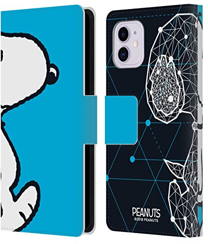 Head Case Designs Offizielle Peanuts Snoopy Geometrisch Halbzeiten Und Gelächter Leder-Wallet-Hülle Kompatibel mit Apple iPhone 11