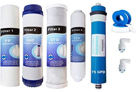 Depurtek | 5-stufige Umkehrosmose-Membran & 4 Filter | 75 GPD TFC | Vor-/Nachfilter | Für Hidrotek Moon Kompatibel Universell | Osmose Trinkwasser Hahn
