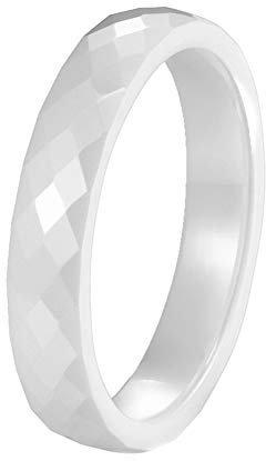 PAURO Damen Schmuck Hoch Poliert Klassisch Design Engagement Hochzeitsband Ringe Keramik 4MM Weiß Größe 52 (16.6)