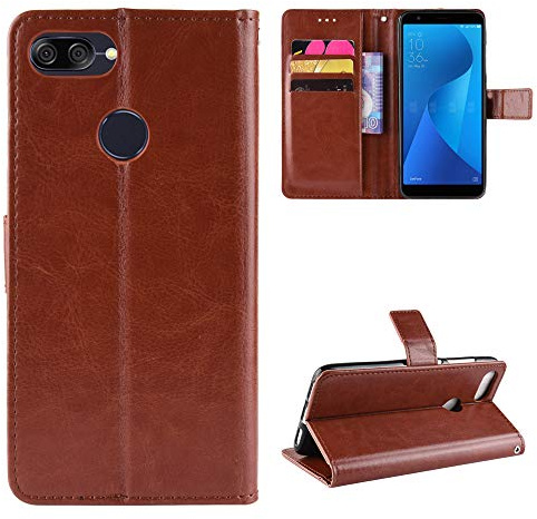QiongniAN Hülle für Asus Zenfone Max Plus ZB570TL Hülle Leder,Hülle für Asus ZenFone Max Plus M1 X018D / ZenFone Pegasus 4S ZB570TL Hülle Schutzhülle Case Cover Brown