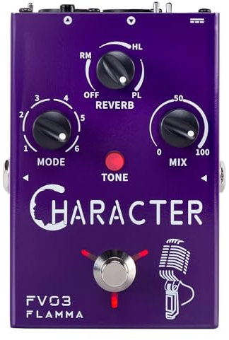 FLAMMA FV03 Vocal Effects Pedal Voice Processor Vocal Amplifier Stompbox Voice Changing Sounds Like Robot Male Female Baby with Delay Reverb Effects for Polishing Up Vocals Includes Guitar Playing