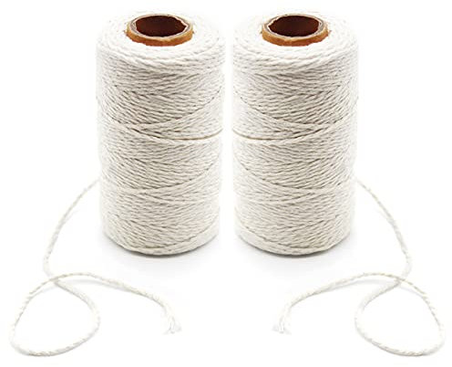 Anvin 2-lagige Baumwollschnur, 2 mm, für Bäcker, aus natürlicher Jute, 2-lagig, zum Verpacken von Verzierungen, Backen, Metzgern, Wurst, Bastelarbeiten, Kunst und Handwerk, beige