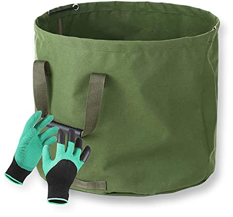 Ledph 1/2/3/4 X Gartensäcke Grünabfall, 95L Abfallsack Garten mit Griffe, Faltbar Rasensack aus Segeltuch, Unkrautsack Groß, Wasserdichtes und ReißFeste,1pcs
