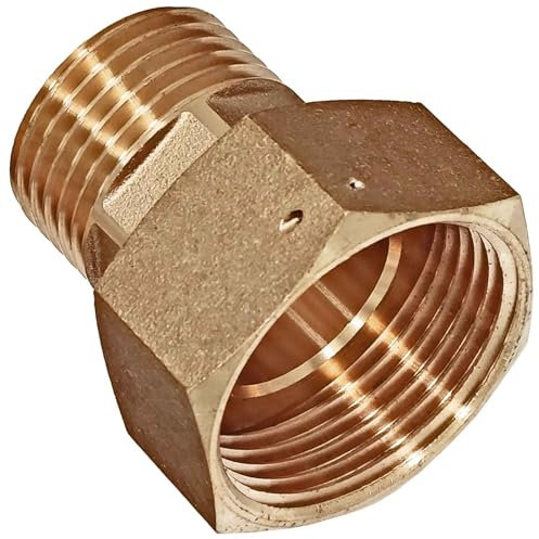 MegaHaustechnik Wasser Zähler Verschraubung mit Plomben Löchern aus Messing 1 1/4 Außengewinde mit 1 1/2 Zoll Innengewinde AG x IG Gewinde Fitting Trinkwasser geeignet Wasseruhr