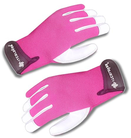 ITC Gloves Gardening Gloves with Strap for Women & Men - Thorn Resistant Garden Gloves, Breathable Grip, Reinforced Palm & Fingertips, Pink - Ideal Gardening Gift