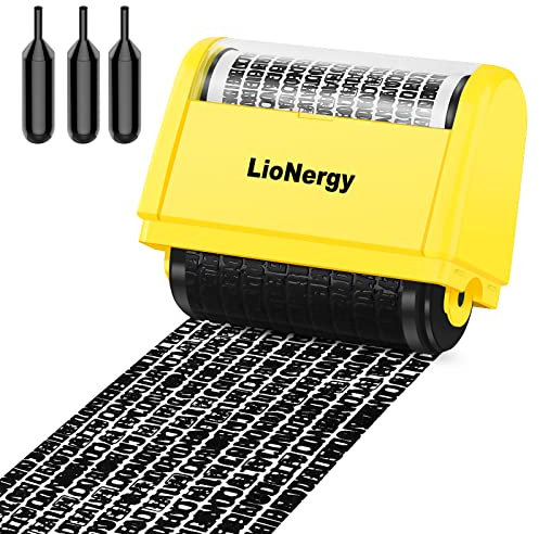 Identitätsschutz Rollstempel LioNergy Extra groß 2,0 Zoll Roller Identitätsdiebstahl Prävention Sicherheitsstempel mit 3 Nachfüllpackungen - Gelb