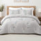 Exclusivo Mezcla Coverless Duvet Set with 2 Pillowcases, 7.5 Tog Double Size Reversible Duvet All Seasons with Flower Pattern, Lightweight and Warm, Grey