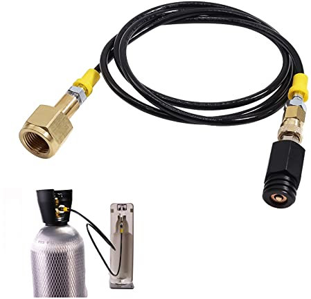 Btstil Adapter-Hochdruckschlauch CO2, Soda Maker Tank Direktadapter 1,5 m Schwarzer Dünner Hochdruckschlauch Externer Schlauch Adapter mit Filter auf W21.8-14 CO2 Tank