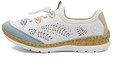 Rieker Ladies Casual Trainers with Memosoft Insole N4276-80 - White Combination Leather - UK Size 6 - EU Size 39 - US Size 8