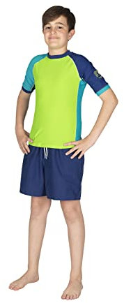 Mares Seaside Rashguard Shield Youth, Camiseta Natación para jóvenes de 8 a 13 años, Lime, S
