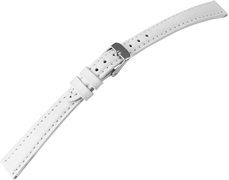 LEONARDO VERRELLI Unisex - Uhrenarmband Ersatz Echt Leder Stegbreite Weiß 10-24 mm Dornschließe 8000567 (Stegbreite: 10 mm)