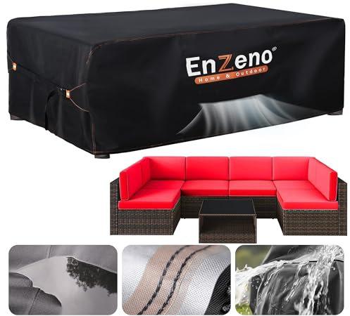 Enzeno Large Garden Furniture Set Cover Waterproof for Outdoor, 300x200cm Outside Patio Furniture Covers for Chair and Table Rattan Sofa, Rectangular, Heavy Duty Oxford Fabric