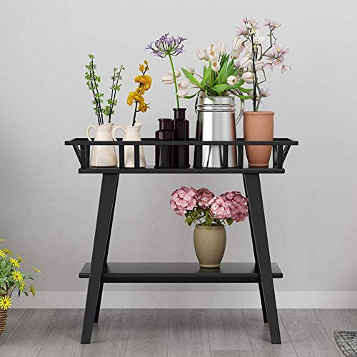 SWEGN Blumenregal aus Schmiedeeisen, einfacher Innenboden, Wohnzimmerregal, Zuhause, nordischer mehrschichtiger Blumenständer (Farbe: Weiß) (Farbe: Schwarz)