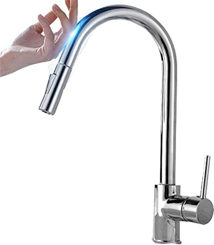 XiVue Herausziehbarer schwarzer Sensor-Küchen-Edelstahl-Smart-Induktions-Mischhahn mit Touch-Control-Spültischarmatur (Farbe: Nickel3) (Nickel3)