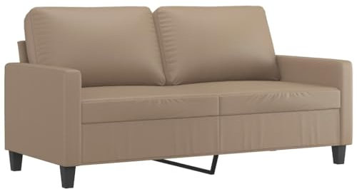 vidaXL Sofa 2-Sitzer, Loungesofa Couch mit Armlehnen Rückenkissen, Wohnzimmersofa Designsofa Metallgestell, Sitzmöbel Zweisitzer, Modern, Cappuccino-Braun Kunstleder