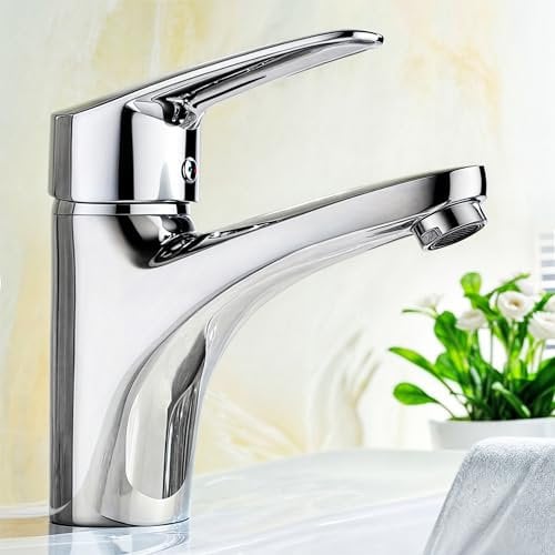 Rubinetto bagno lavabo moderno in acciaio inox con comando a leva singola per acqua calda e fredda Include 2 tubi flessibili miscelatore lavabo bagno rubinetti bagno rubinetto lavabo bagno