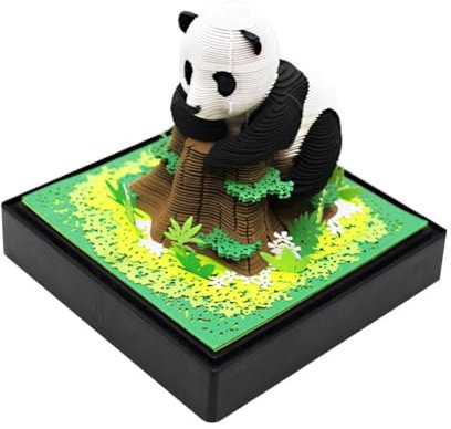 DHliIQQ 3D-Panda-Kalender mit Licht, 2024 Schreibtischkalender, Notizblock, Panda-Pad, zum Abreißen, kein 3D-Papierschnitzen