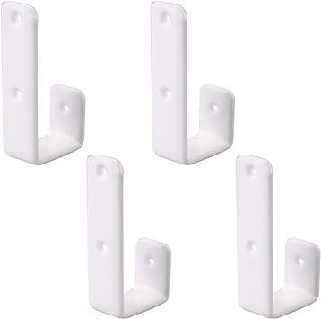 BAOXIAOBEN 4 Pcs 7 Shape Heavy Duty Bunk Bed Ladder Hooks Wooden Ladder Fixed Angle Irons White Bed Ladder Hooks for Bunk Beds