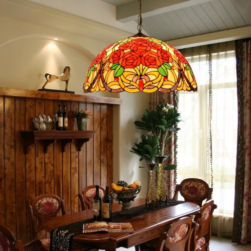 Retro Küchen Pendelleuchte Landhaus Loft Wohnzimmerlampe Rose Deckenleuchte Hängeleuchte Ø50cm Esstisch Pendelleuchte Küchenlampen Esszimmer Hängelampe E27 für Schlafzimmer Cafe Bar
