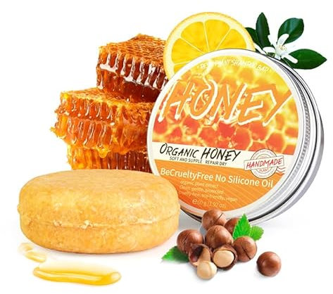 Lovelycat Natürliche Shampoo ätherische Ölseife Kräuterhaarpflegeseife die pflanzliches ätherisches Öl enthält kann helfen Haarausfall zu reduzieren gesundes Haarwachstum zu fördern (honey)