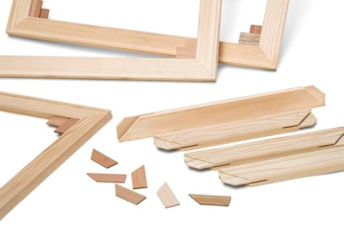 Telaio per tela (40 x 50) - facile montaggio e tensionamento manuale, include cunei di tensione, robusto e stabile, ideale per artisti e pittori, disponibile in varie dimensioni. Tela non inclusa.