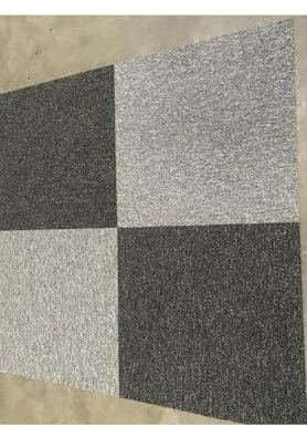 20 x Carpet Tiles 5 SQM Heavy Duty Home Commercial Retail Office Shop Premium Flooring Rugs Floor Tile Hardwearing Anti-Slip Floor Covering, Bitumen Backed Light Grey Dark Grey - Grey Chequered