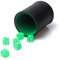 RERIVER Würfelbecher-Set aus Kunstleder, weicher Samt, leise, mit 6 grünen, durchscheinenden Würfeln für Lügner-/Farkel-/Yahtzee-Spiele, 1 Packung