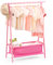 Relquorax Bambus Kinder Kleiderständer mit Aufbewahrungstasche und Kleiderstange, Dress-up-Ständer, kleiner Garderobenständer, für Kostüme im Kinderzimmer (Rosa)