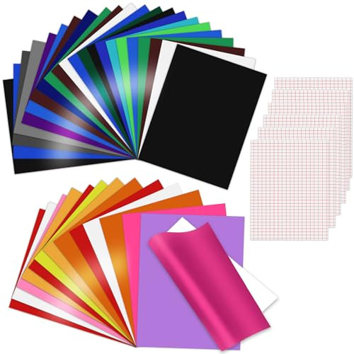 Plotterfolie Vinyl 42 Stück (30 x 20.5 cm) Vinylfolie Plotter Selbstklebend, Vinylfolie Glas Tassen Fenster DIY Dekoration für Schneidemaschinen, Geburtstagsfeiern, Heimdeko