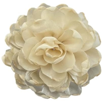 Baoblaze Blumenbrosche aus Satin, Kamelien-Blumen-Anstecker für Damen, handgefertigt, große Anstecknadel, Blumen-Haarspange für Zeremonie, Tanz, Kleid, Anzug, Beige
