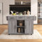 Carrito de Comedor Grande, encimera Plegable, Puerta de Almacenamiento, Ruedas, Patas de Madera Maciza reemplazables (Color Gris + Madera, 139x71x91,5cm)