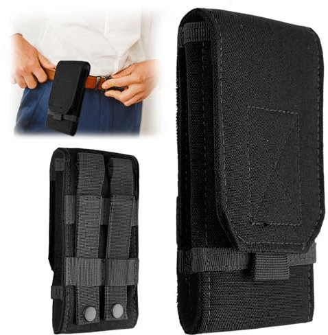 Joynine Tactical Molle Smartphone Holster, Sacoche Ceinture Homme, Compatible avec Les Téléphones Portables de 4,7 à 6,7 Pouces – Étuis De Ceinture pour Téléphones Portables (Noir)
