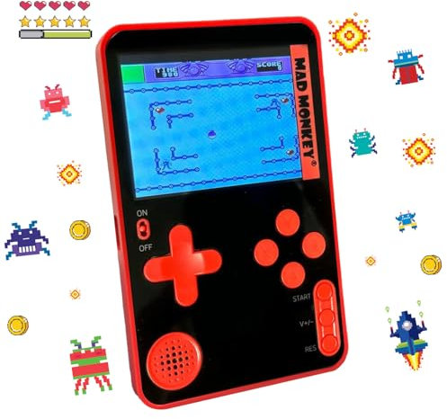 Retro Slim Konsole - Handheld Spielkonsole mit 300 Retro Games - Mini Konsole mit 2.5 Zoll, Batteriebetrieb, USB C Ladung - Spielekonsole für Unterwegs