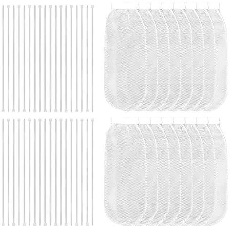16 Lint Traps & 48 Cable Ties, Washer Lint Catcher Nylon Mesh Lint Collector for Washing Machine Hose Home Laundry Drain Systems Hose Screen Filter