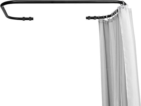 Sasko Duschvorhangstange Duschstange Ecke U-Form Schwarz - 200 Größen hergestellt in Polen - Duschvorhang Aluminium Stabile für Vorhang für Badewanne & Dusche 70x140x70 cm - Ohne Deckenhalterung
